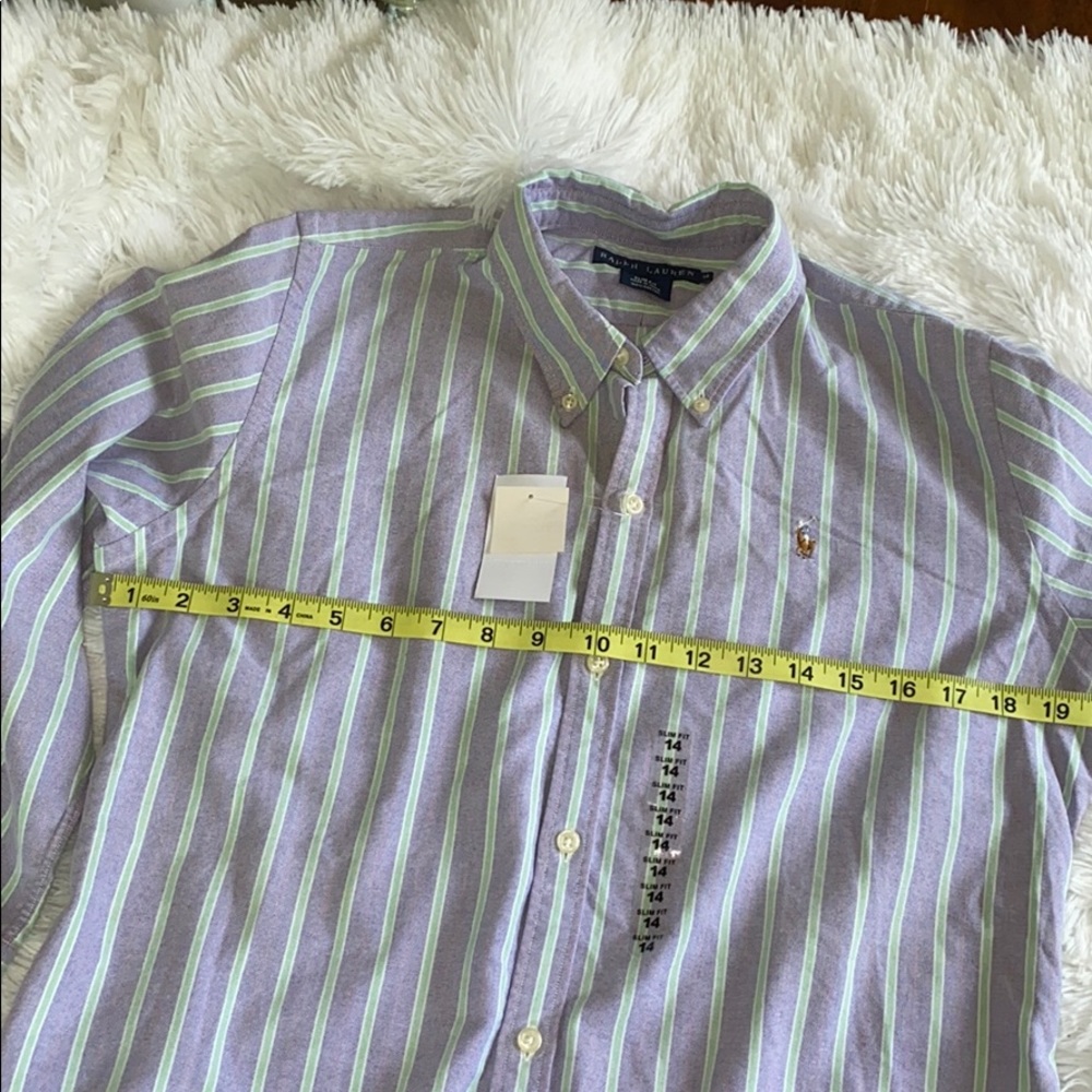 RALPH LAUREN Slim Fit Stripe 3/4 Sleeve Size 14